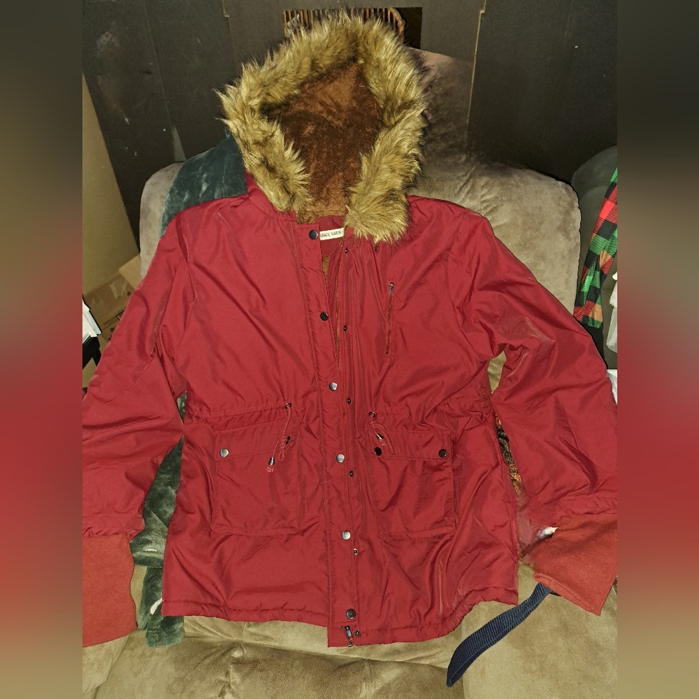 Grace Karin 2XL maroon parka coat/jacket